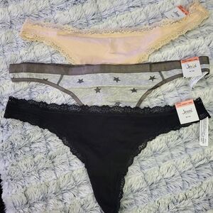 Jenni Women's Lace Trim Panties - Black, Gray, and Pink‎